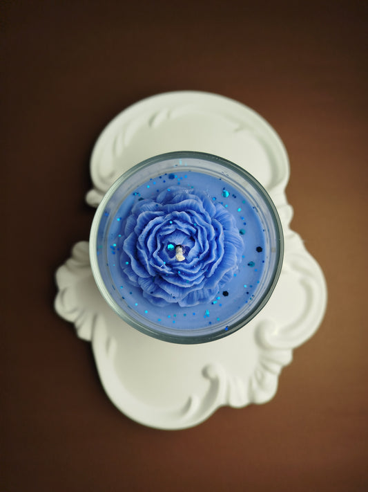blue rose candle