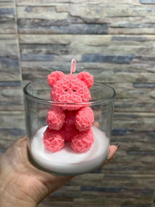 Rose Bear Candle